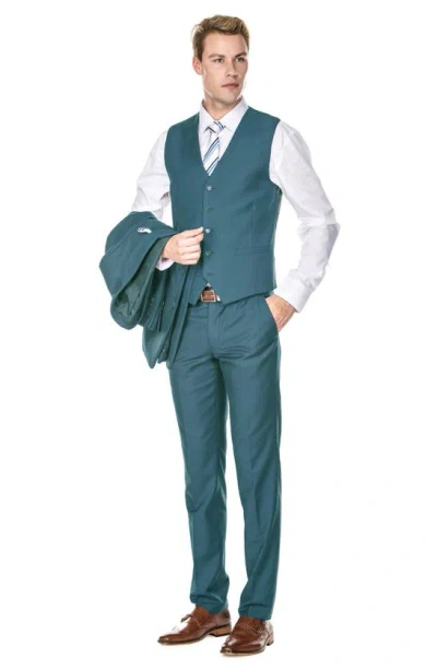 Braveman Premium Slim Fit 3-piece Suit In Sea Green