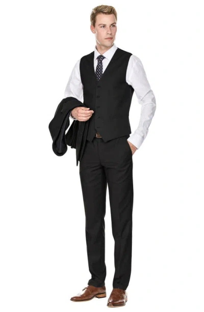 Braveman Premium Slim Fit 3-piece Suit In Black