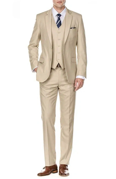 Shop Braveman Premium Slim Fit 3-piece Suit In Tan