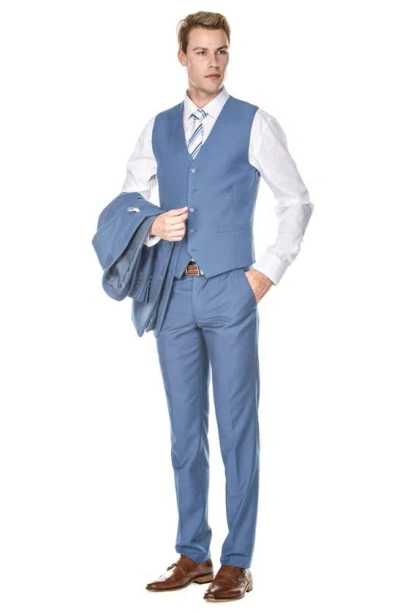 Braveman Premium Slim Fit 3-piece Suit In Slate Blue