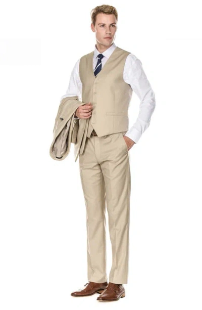 Shop Braveman Premium Slim Fit 3-piece Suit In Tan