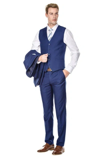 Shop Braveman Premium Slim Fit 3-piece Suit In Blue