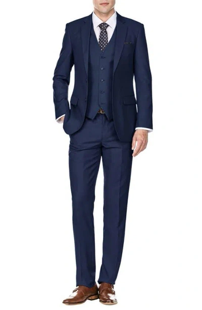 Shop Braveman Premium Slim Fit 3-piece Suit In Navy