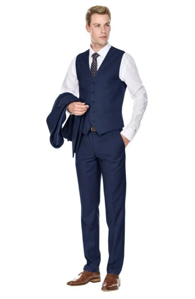 Shop Braveman Premium Slim Fit 3-piece Suit In Navy