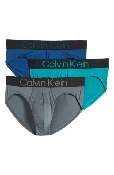 Shop Calvin Klein 3-pack Hip Briefs In Navy Peony