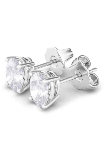 Shop Hautecarat 14k Gold Oval Cut Lab Created Diamond Stud Earrings In 14k White Gold