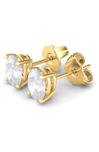 Shop Hautecarat 14k Gold Oval Cut Lab Created Diamond Stud Earrings In 14k Yellow Gold