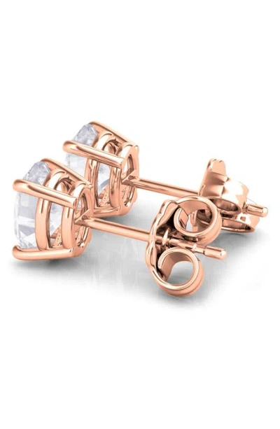 Shop Hautecarat 14k Gold Oval Cut Lab Created Diamond Stud Earrings In 14k Rose Gold