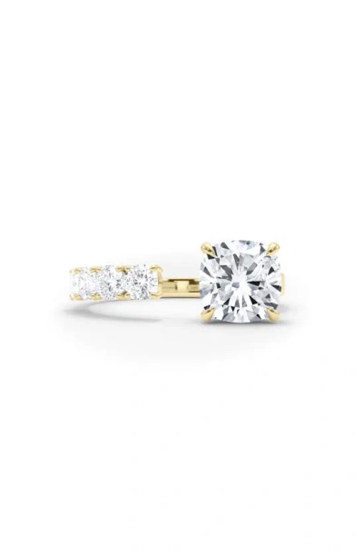 Shop Hautecarat Floating Cushion Lab Created Diamond Ring In 18k Yellow Gold