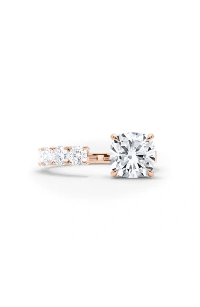 Hautecarat Floating Cushion Lab Created Diamond Ring In 18k Rose Gold
