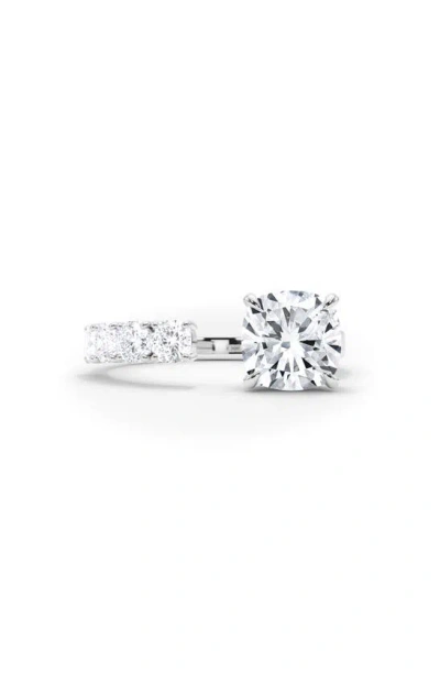 Shop Hautecarat Floating Cushion Lab Created Diamond Ring In 18k White Gold