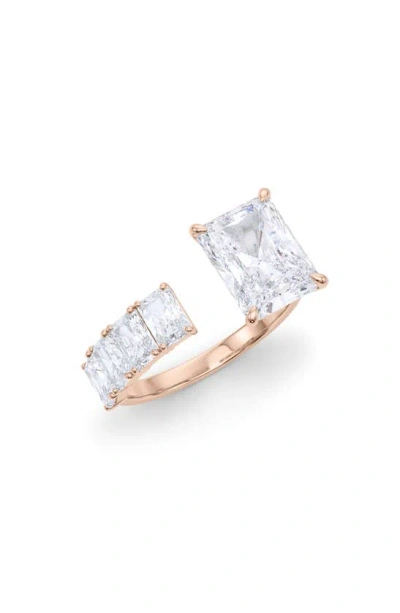 Shop Hautecarat Floating Radiant Lab Created Diamond Ring In 18k Rose Gold