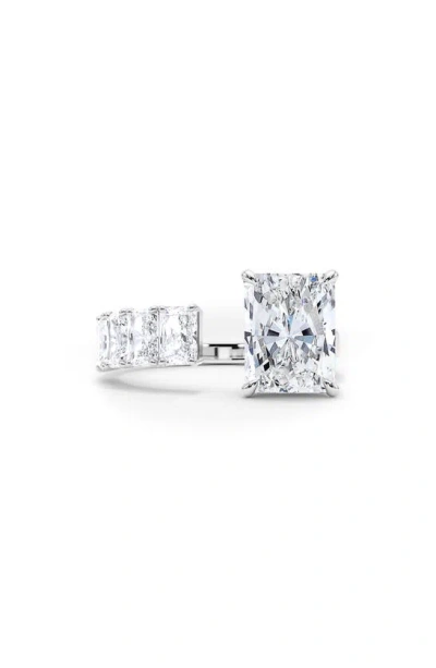 Shop Hautecarat Floating Radiant Lab Created Diamond Ring In 18k White Gold