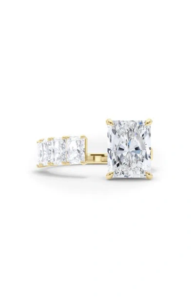 Shop Hautecarat Floating Radiant Lab Created Diamond Ring In 18k Yellow Gold