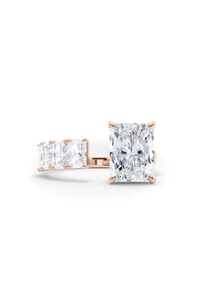 Shop Hautecarat Floating Radiant Lab Created Diamond Ring In 18k Rose Gold