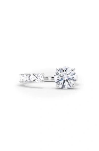 Hautecarat Floating Round Lab Created Diamond Ring In 18k White Gold