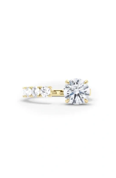 Hautecarat Floating Round Lab Created Diamond Ring In 18k Yellow Gold