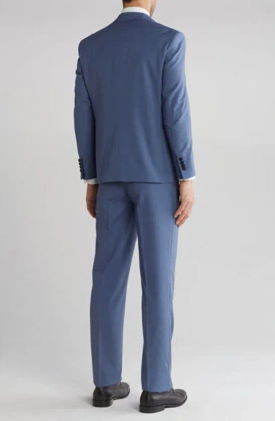 Shop Gino Vitale Slim Fit Satin Peak Lapel 3-piece Tuxedo In Slate Blue