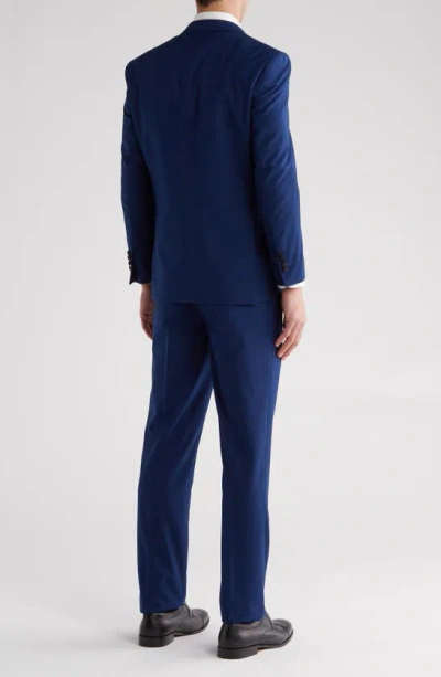 Shop Gino Vitale Slim Fit Satin Peak Lapel 3-piece Tuxedo In Indigo