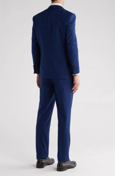 Gino Vitale Slim Fit Satin Peak Lapel 3-piece Suit In Indigo