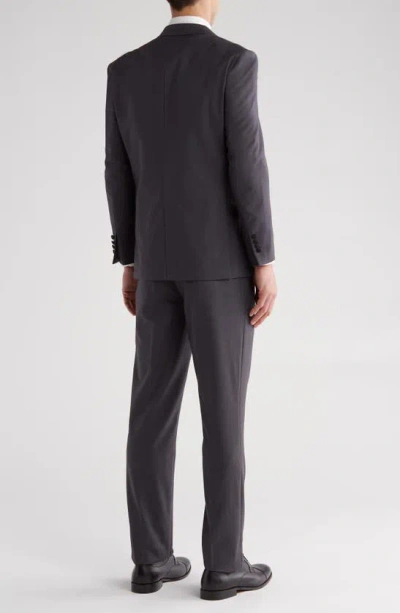 Gino Vitale Slim Fit Satin Peak Lapel 3-piece Suit In Charcoal
