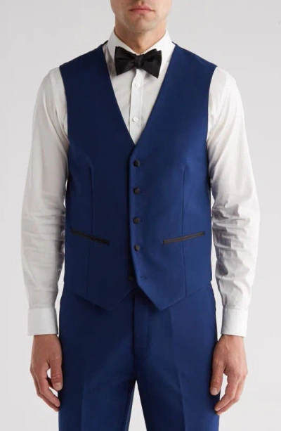 Gino Vitale Slim Fit Satin Peak Lapel 3-piece Suit In Indigo