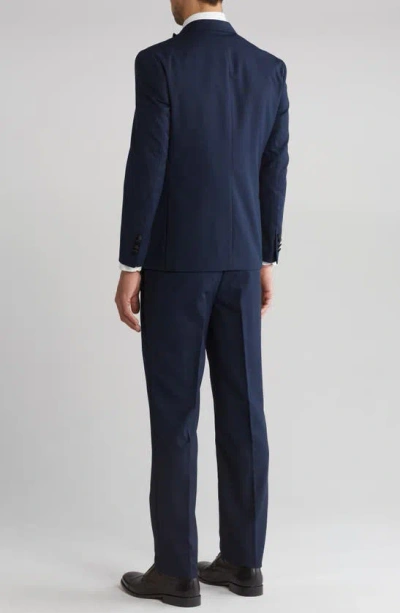 Gino Vitale Slim Fit Satin Peak Lapel 3-piece Suit In Navy