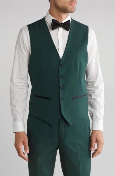 Gino Vitale Slim Fit Satin Peak Lapel 3-piece Suit In Hunter Green