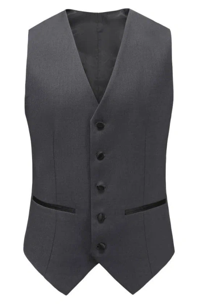 Shop Gino Vitale Slim Fit Satin Peak Lapel 3-piece Tuxedo In Charcoal
