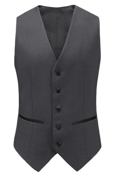 Gino Vitale Slim Fit Satin Peak Lapel 3-piece Suit In Charcoal