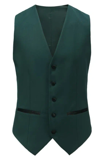 Shop Gino Vitale Slim Fit Satin Peak Lapel 3-piece Tuxedo In Hunter Green