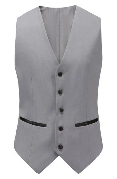 Shop Gino Vitale Slim Fit Satin Peak Lapel 3-piece Tuxedo In Light Grey