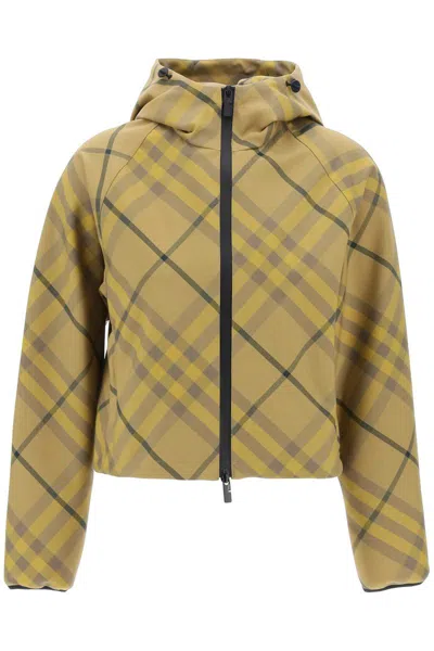 Shop Burberry "cropped  Check Jacket" In Brown
