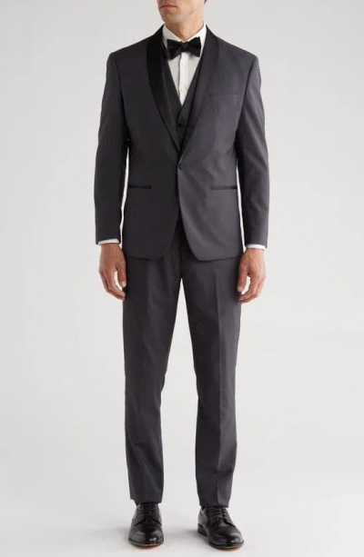 Shop Gino Vitale Premium Slim Fit 3-piece Tuxedo In Charcoal