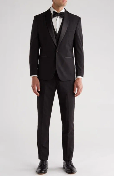 Shop Gino Vitale Premium Slim Fit 3-piece Tuxedo In Black