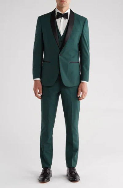 Shop Gino Vitale Premium Slim Fit 3-piece Tuxedo In Hunter Green