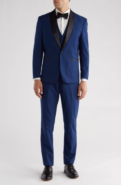 Shop Gino Vitale Premium Slim Fit 3-piece Tuxedo In Indigo