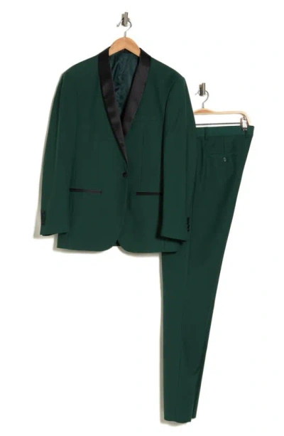 Shop Gino Vitale Premium Slim Fit 3-piece Tuxedo In Hunter Green