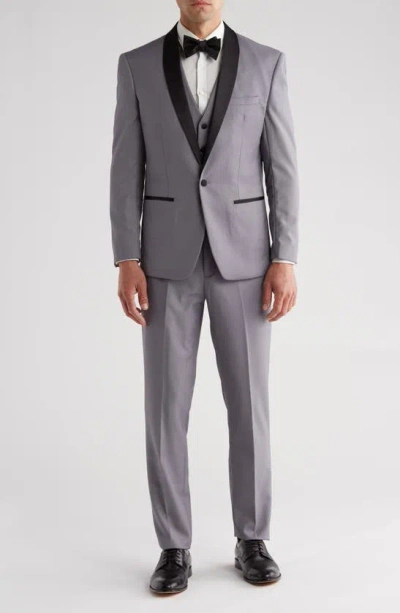 Shop Gino Vitale Premium Slim Fit 3-piece Tuxedo In Grey