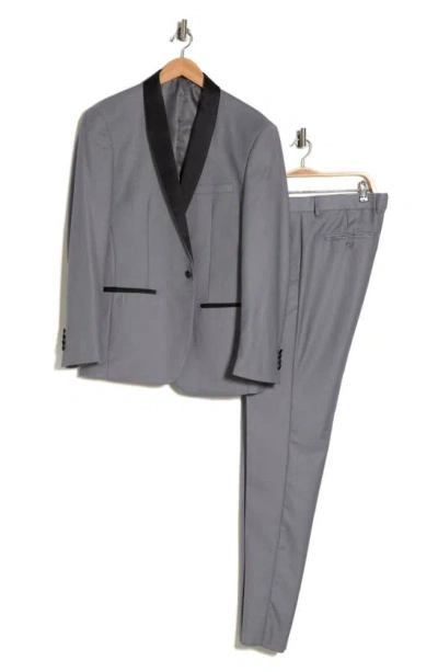 Shop Gino Vitale Premium Slim Fit 3-piece Tuxedo In Grey