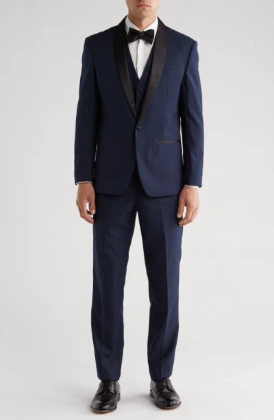 Shop Gino Vitale Premium Slim Fit 3-piece Tuxedo In Navy