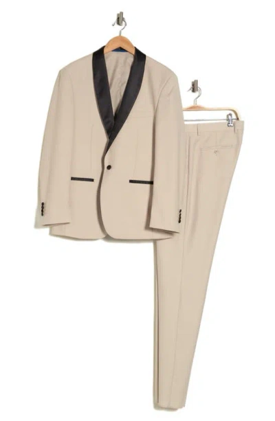 Shop Gino Vitale Premium Slim Fit 3-piece Tuxedo In Light Beige