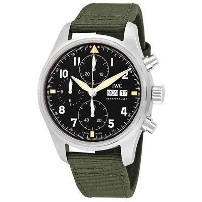 Shop Iwc Schaffhausen Iwc Pilot Spitfire Chronograph Automatic Black Dial Men's Watch Iw387901 In Black / Green