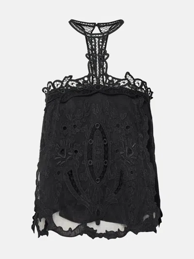 Shop Isabel Marant 'vannel' Black Cotton Blend Top