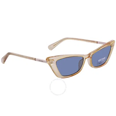 Shop Guess Blue Rectangular Ladies Sunglasses Gu8229 41v 53 In Blue / Yellow