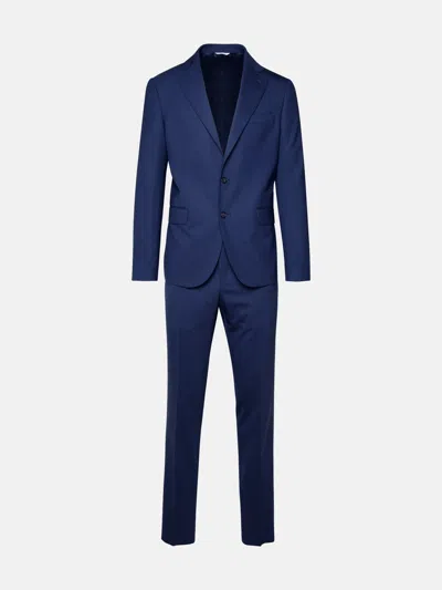 Shop Brian Dales Blue Wool Blend Suit