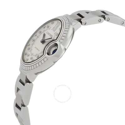 Shop Cartier Ballon Bleu Automatic Diamond Silver Dial Ladies Watch W4bb0035