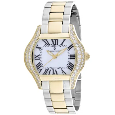 Shop Christian Van Sant Bianca White Dial Ladies Watch Cv1834 In Two Tone  / Gold Tone / Mother Of Pearl / White / Yellow