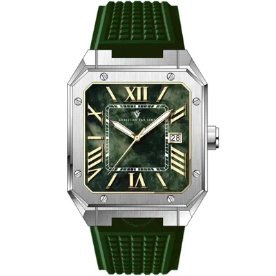 Shop Christian Van Sant Mosaic Green Dial Men's Watch Cv6182 In Gold Tone / Green / Yellow