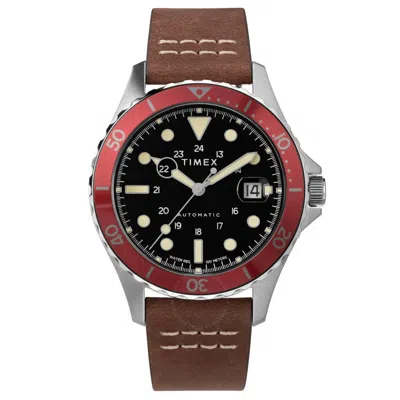 Shop Timex Navi Xl Quartz Black Dial Men's Watch Tw2u09900zv In Red   / Black / Brown